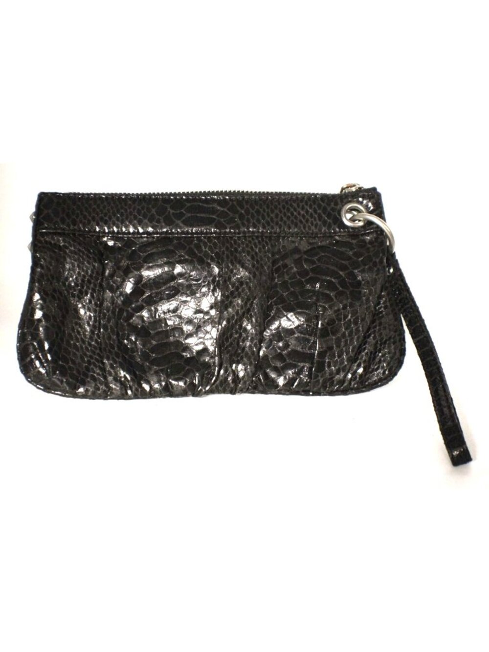 Black Faux Snakeskin Wristlet Clutch by Express Zip Closure Interior Lining Vtg
